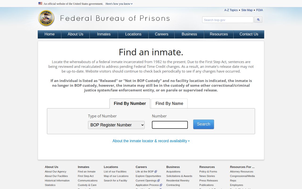 BOP locator for federal Schuylkill County released inmates