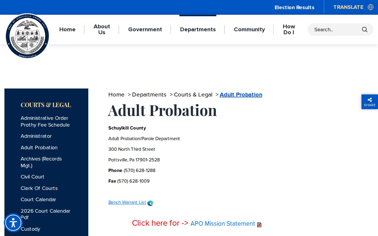 Schuylkill County Adult Probation and Parole supervision office
