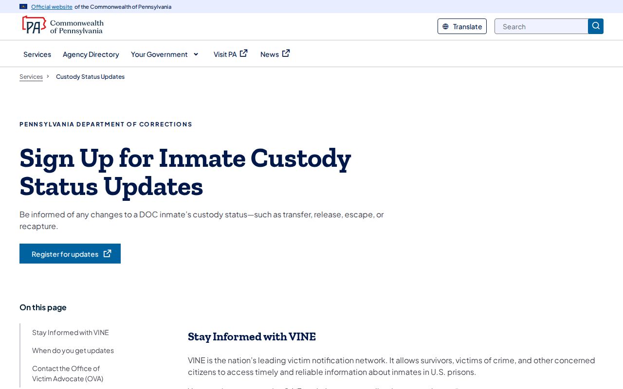 SCI Frackville release and transfer custody status updates from PA DOC